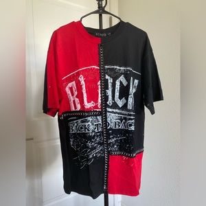 Black and red edgy style shirt with chain detailing